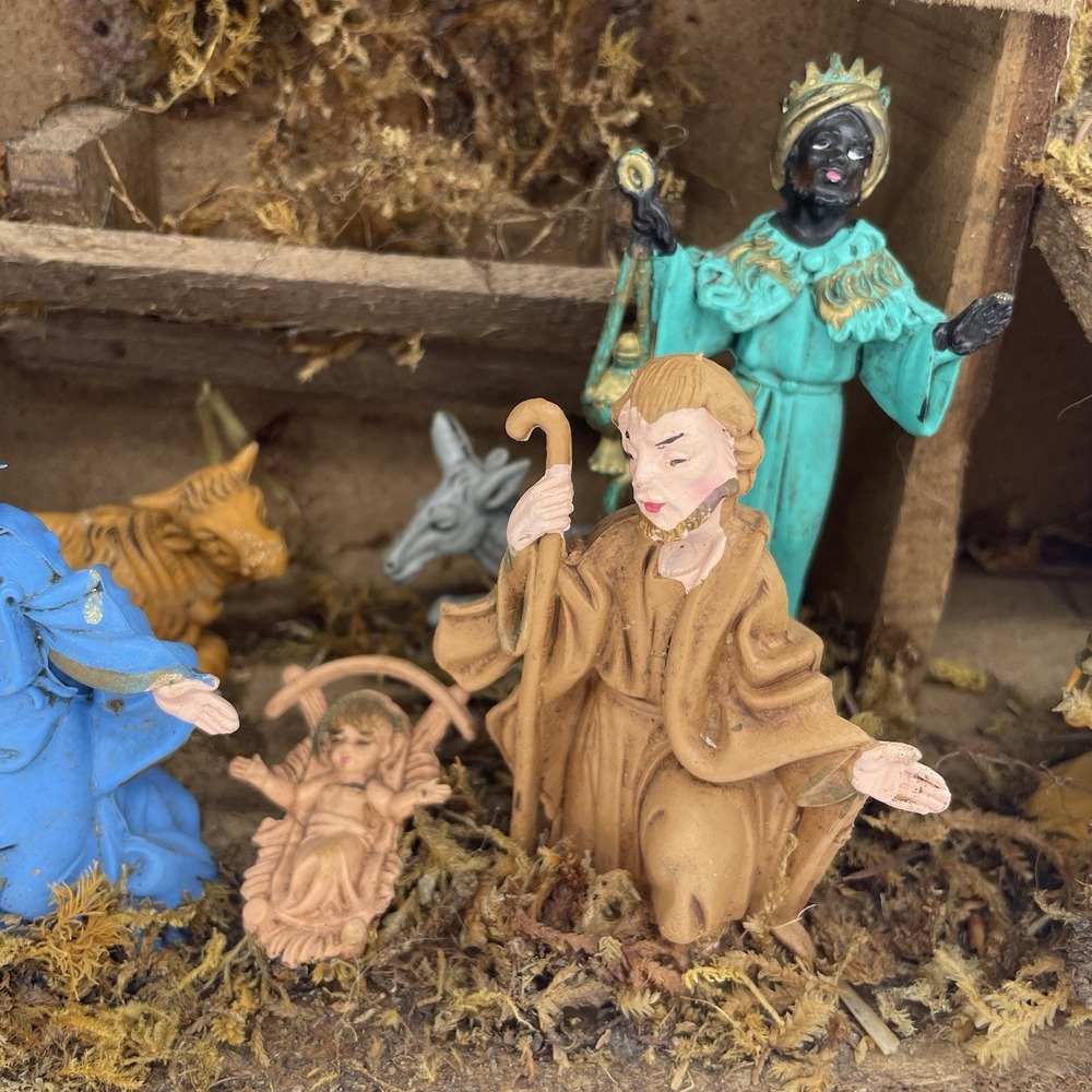 Vintage 1950's Nativity Set 8 Arial Figurines Stable Made in Italy Christmas‎ - Picture 3 of 16